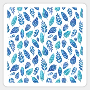 Blue Watercolour Leaves Pattern Sticker